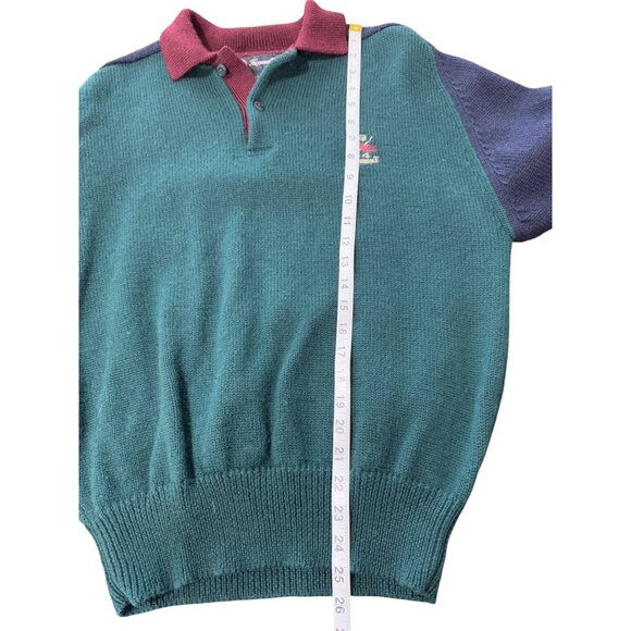 Faconnable Men's Size M Sweater Wool Vintage Designed in France Green Blue Red - Picture 5 of 6